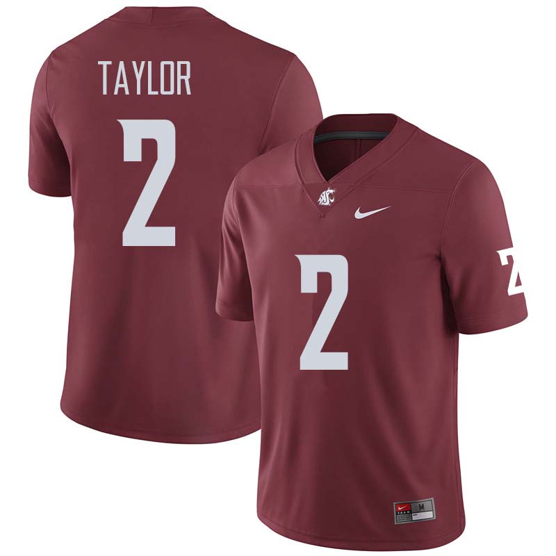 Men #2 Robert Taylor Washington State Cougars College Football Jerseys Sale-Crimson